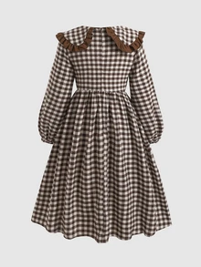 SHEIN Tween Girls Dresses - Brown - View 2
