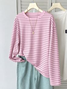 Teen Girl Striped Casual Daily Long Sleeve T-Shirt - Multicolor - View 6