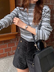 FRIFUL 女款條紋休閒日常長袖T恤 - 藍色 - 查看 5