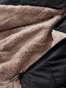 Aveloria Modichic Women's Solid Color Long Sleeve Zipper Hooded Fleece Casual Padded Padded Coat For Winter Clothes  - Black - View 7