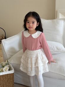 DAZY Infant (Girl) Colorblock Peter Pan Collar Long Sleeve Top - Mustard Yellow - View 4