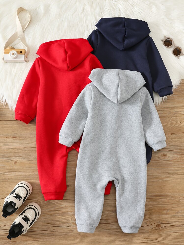 SHEIN 3pcs/Set Baby Boy Baby Girl Autumn/Winter Cartoon Reindeer Pattern Knitted Soft Hooded Long Sleeve Romper & Pants 3 Pieces Set Basic Bodysuit Multi-Piece Set Infant Romper Autumn/Winter Romper Christmas - Multicolor - View 4
