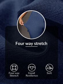 Flexra Festival Y2K Plus Size Women's Blue Stretch Sexy Tight Capris Denim Pants - Dark Wash - View 9