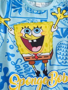 SpongeBob SquarePants | SHEIN Kaos Lengan Pendek Leher Bulat dengan Gambar Kartun Anak Laki-Laki - MultiWarna - View 4