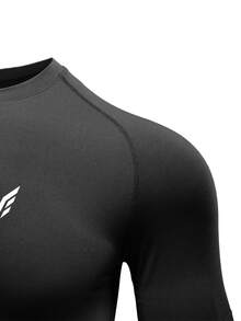 Acti Log Men's Sports Crew Neck Short Sleeve Printed T-Shirt - Black - View 4