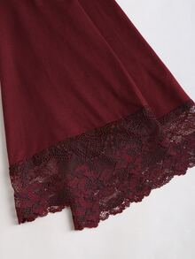 Sweetra Y2K Sexy Patchwork Versatile Commute Loose Long Sleeve T-Shirt Autumn - Burgundy - View 5