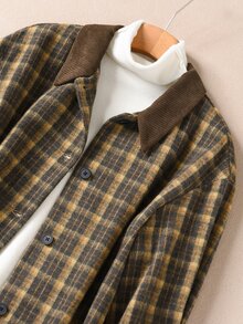 Rusticease Women's Street Fashion Plaid Button Long Sleeve Jacket - Multicolor - View 4