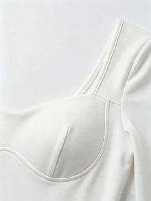 INAWLY Women's Plus Size Solid Color Minimalist Long Sleeve Bodysuit Winter - White - View 5