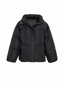 DAZY Women's Minimalist Casual Solid Color Padded Coat - Black - View 5