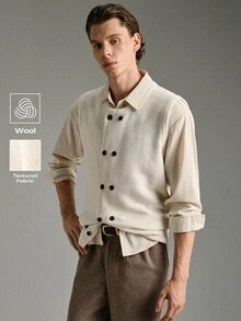 Calmiston Men Double Breasted Sweater Vest Old Money Formal - White - View 1
