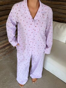 Dazy Plus Ditsy Floral Elegant Long Pants 2pcs Set Loungewear Spring Autumn New Pink Pajama Set - Pink - View 6