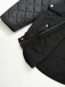 Rusticease Plus Size Women Solid Color Casual Versatile Winter Padded Coat - Black - View 9