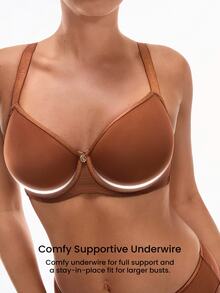 LUVLETTE Dream Curve Air Halloween Full Coverage Airy Breathable Sheer Brown Mesh Spacer Cup Women Bra - Coral Orange - View 10