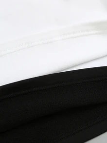Flirla 2PCS Women Solid Round Neck Thermal Lined T-Shirts Everyday House White Black Casual Basic Office Winter - Multicolor - View 6