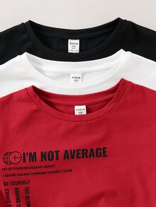 SHEIN 3PCS Tween Boys T-Winter Shirts Autumn Kids - Multicolor - View 4