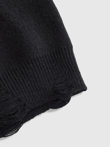ROMWE Goth Women's Halloween Pumpkin Knit Sweater - Black - View 3