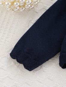 SHEIN Vintaside Kids Baby Girls Cardigans Spring Autumn Knit Long Sleeve Elegant Solid Color Short Style Shawl Jacket Fashion Versatile - Navy Blue - View 4