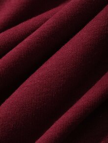 DAZY Spring Autumn Dark Gray Long Sleeve Cuffed Cuff Design Chest Rivet Decor Men's T-Shirt - Burgundy - View 7