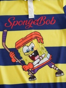 SpongeBob SquarePants | SHEIN Tween Boy Cartoon Print Crew Neck Short Sleeve T-Shirt - Multicolor - View 5