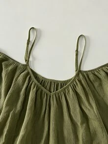 Hotletica Women's White Off-Shoulder Camisole Top - Army Green - View 4