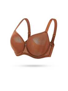 LUVLETTE Dream Curve Air Halloween Full Coverage Airy Breathable Sheer Brown Mesh Spacer Cup Women Bra - Coral Orange - View 6
