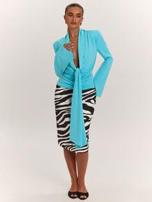 SHEIN BAE Women's Zebra Print Sexy Bodycon Skirt - Black and White - View 3