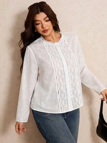 Elaquor Plus Size Blouses - White - View 1