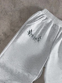 SHEIN Coolqubz 男童時尚休閒寬腿鬆款鬆緊腰長褲 - 灰色 - 查看 5