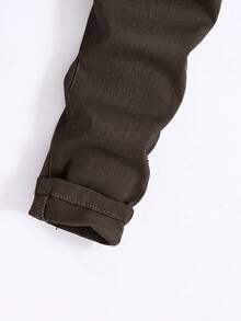 SHEIN Young Boy Casual Versatile Denim Jeans With Pockets - Brown - View 3