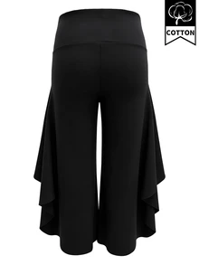 Ceyna Plus Size Women's French Pleated Loose Wide Leg Solid Color Pants - Black - View 5