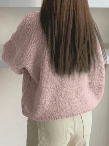 DAZY 女款圓領長袖簡約毛衣 - 粉色 - 查看 2