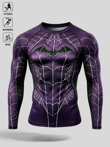 GymBeat Men's Bat Pattern Casual Daily Travel Sports T-Shirt - Black - View 6
