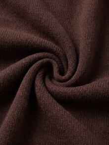 EMERY ROSE Round Neck Vintage Striped Metal Button Knit Cardigan Sweater Jacket Winter - Coffee Brown - View 6