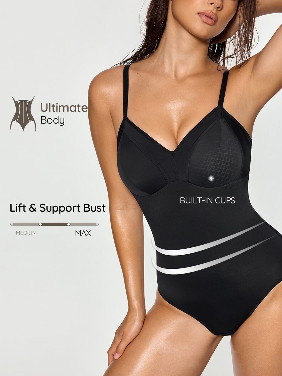 SHAPORA Women's Shaping Jumpsuit, Butt Lift Tummy Control Waist Cincher Body Shaper Top 1pc, Daily Commute Date Fitness Base Layer Shapewear - Black - View 1