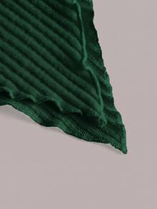 SHEIN ICON Y2K 頹廢風不對稱領口荷葉邊修身T恤 - 墨綠色 - 查看 5