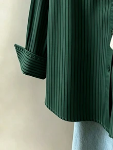 Resyla Women's Fashion Casual Long Sleeve Shirt With Lapel Collar And Vertical Striped Pattern - Multicolor - View 4