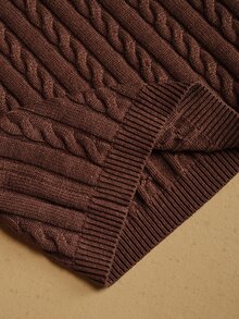 Anewsta Essential Rompi Rajut Kabel Leher Tinggi Tanpa Lengan dengan Hiasan Rantai Gaya Retro Slim Fit Tank Top Rajut - Coffee Brown - View 8