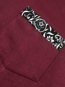 Manfinity Bizformal 男士襯衫精選－工藝系列：時尚拼接商務休閒長袖襯衫 - 酒紅色 - 查看 5