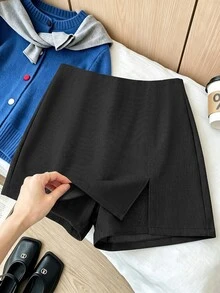 GlowEve CURVE Plus-Size Women's Solid Color Casual Versatile Skirt Pants - Dark Grey - View 3