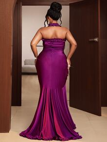 Maweii Women's Fitted Ruched Spaghetti Strap Dress - Purple - View 3