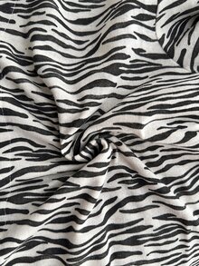 SHEIN Women's Zebra Print Long Sleeve Top And Pants Casual Daily Home Sleepwear Set - Black and White - View 5