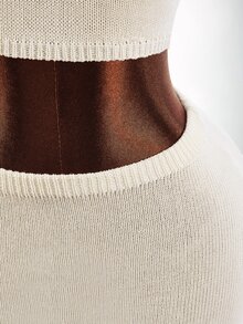 Amplova Autumn/Winter Party Home Daily Date Lace Patchwork Knit Vest Mini Skirt Knit Set - Apricot - View 8