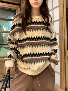 DAZY 女款圓領抓絨長袖運動衫，秋冬款 - 彩色 - 查看 1