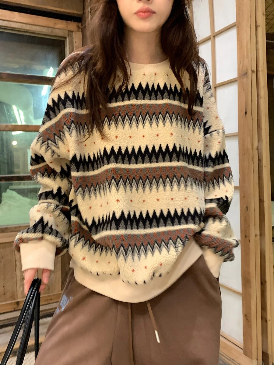 DAZY 女款圓領抓絨長袖運動衫,秋冬款 - 彩色 - 查看 1