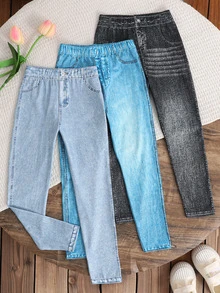 3PCS Young Girls Leggings - Blue - View 5