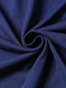 Linhara CURVE Plus Size Women's Autumn/Winter V-Neck Dress, Casual Vacation Style, Suitable For Daily Wear, Vacation, Leisure Outings Fall - Navy Blue - View 8