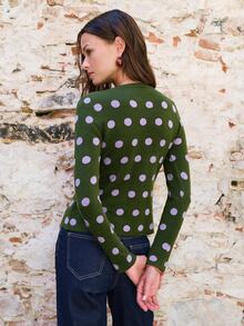 Nöista Women's Polka Dot Casual Versatile Daily Wear Cardigan - Green - View 7