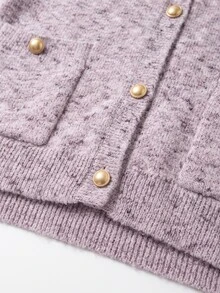 Grovea Plus Size Women's Fashion Metal Buckle Round Neck Patterned Sheer Knit Cardigan Casual Daily Wear Work Date Autumn Winter Outerwear - Multicolor - View 5
