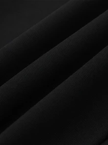 SHEIN Tween女孩寬鬆抽繩口袋寬腿運動長褲，淺灰色冬季款 - 黑色 - 查看 6