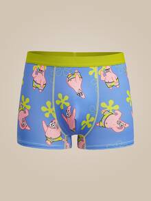 SpongeBob SquarePants | SHEIN Men's Cartoon Print Personalized Square Bottom Briefs - Purple - View 1